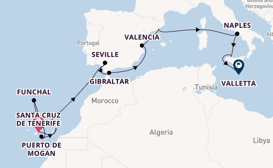 Western Mediterranean from Santa Cruz de Tenerife, Spain with the Azura