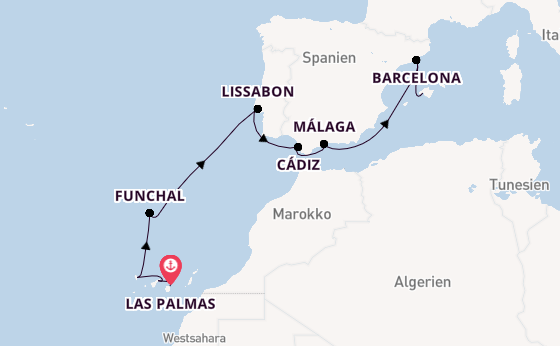 Kanarische Inseln ab Las Palmas, Gran Canaria auf AIDAperla