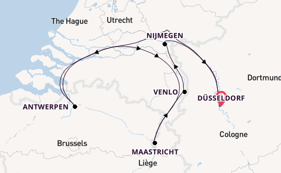 Rhein ab Düsseldorf, Deutschland auf der Lady Diletta