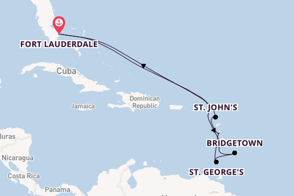 Zuidelijke Caraïben vanaf Fort Lauderdale, Verenigde Staten met de Celebrity Eclipse
