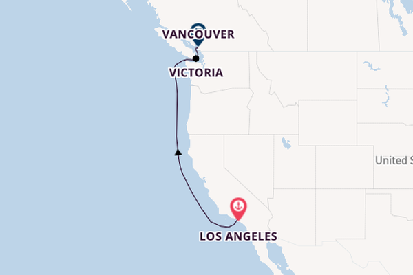 Amerikaanse Westkust vanaf Los Angeles, Verenigde Staten met de Discovery Princess