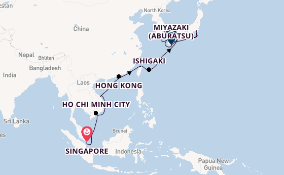 East Asia from Singapore, Singapore with the Diamond Princess