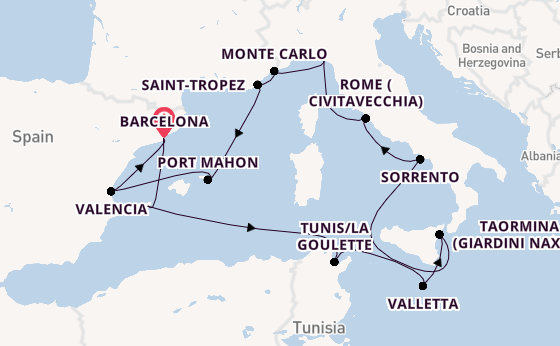 Western Mediterranean from Barcelona, Spain with the EXPLORA I