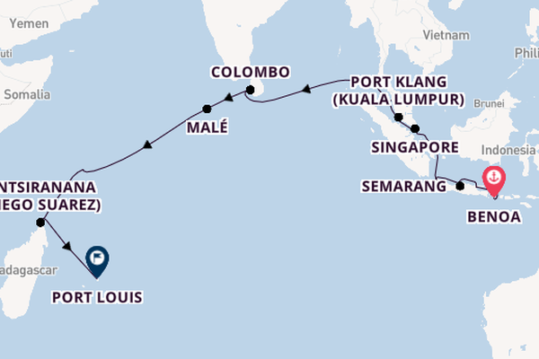 South East Asia from Bali (Benoa), Indonesia with the Seven Seas Mariner