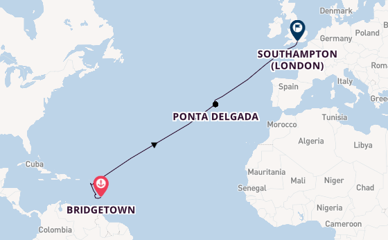 Southern Caribbean from Bridgetown, Barbados with the Britannia 
