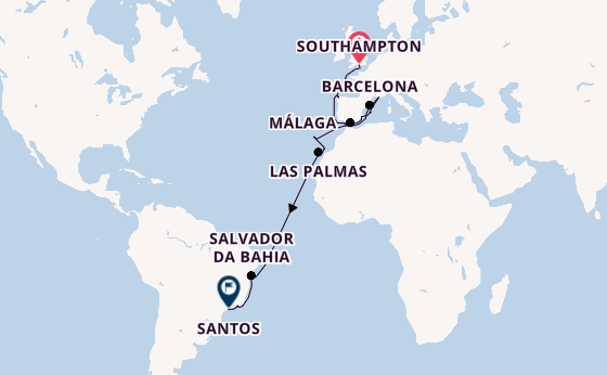 Transatlantic from Southampton, England with the MSC Virtuosa