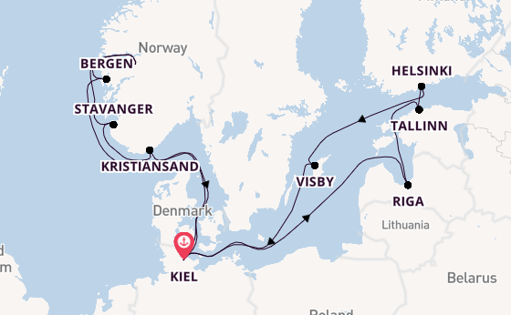 Noorwegen vanaf Kiel, Duitsland met AIDAprima