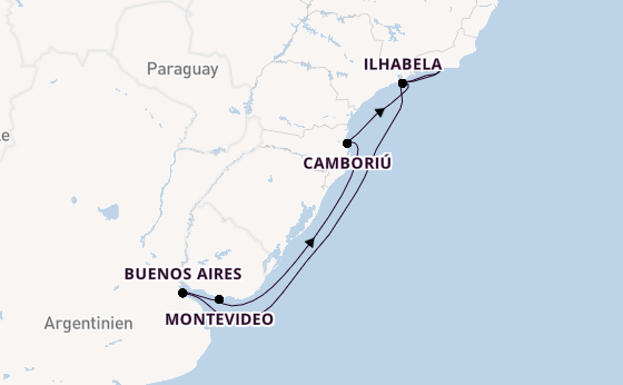 Südamerika ab Rio de Janeiro, Brasilien auf der Costa Serena