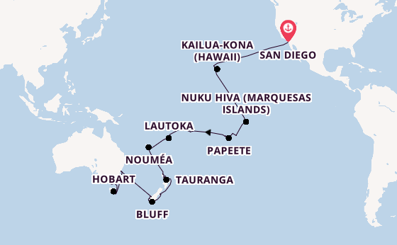 Transpacific from San Diego, California, USA with the Silver Whisper