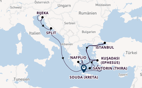 Östliches Mittelmeer ab Triest, Italien auf der Oosterdam