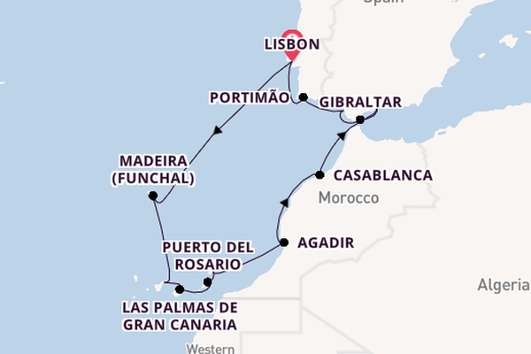 Canary Islands from Lisbon with the Norwegian Star