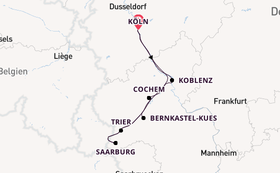 Mosel ab Köln, Deutschland auf der MS VistaGracia