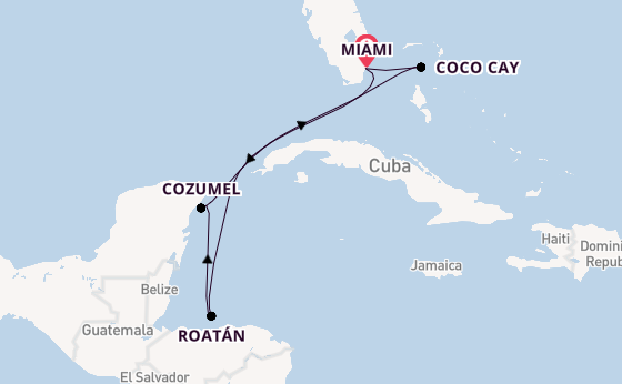 Caribbean vanaf Miami, Verenigde Staten met de Hero of the Seas