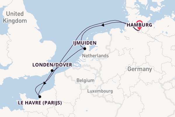 Engeland vanaf Hamburg, Duitsland met AIDAbella