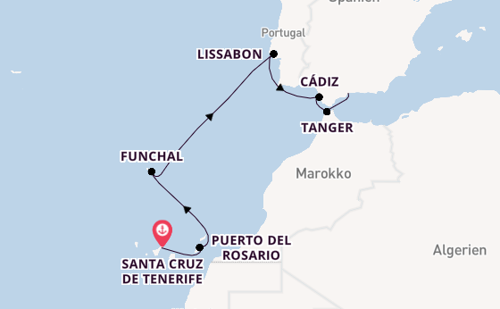 Kanarische Inseln ab Santa Cruz de Tenerife, Spanien auf der Azura