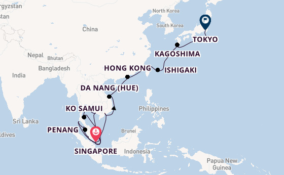 South East Asia from Singapore, Singapore with the Diamond Princess