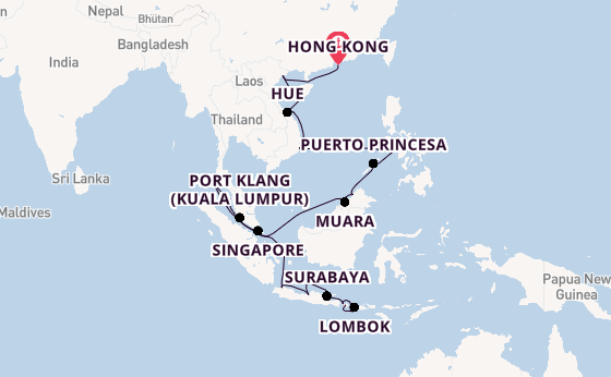 South East Asia from Hong Kong, China with the Nautica