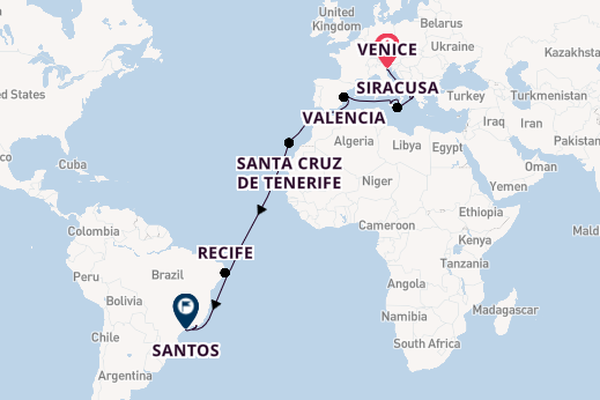 Transatlantic & Repositioning from Venice, Italy with the MSC Lirica