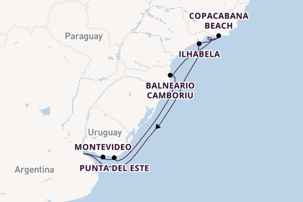 South America from Buenos Aires, Argentina with the Costa Serena