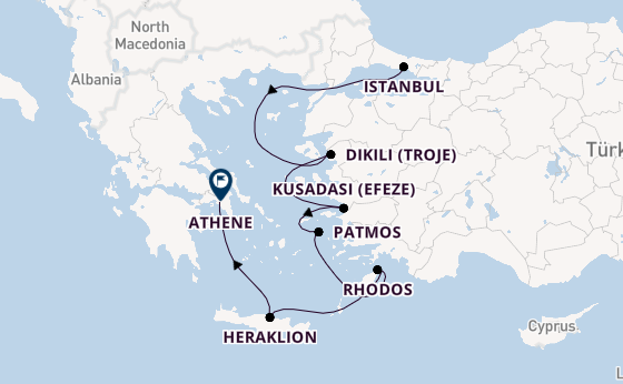 Oostelijke Middellandse Zee vanaf Istanbul, Turkije met de Le Laperouse