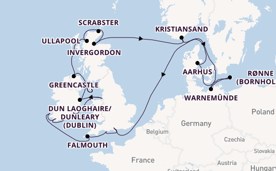 British Isles from Southampton, England with the Vista