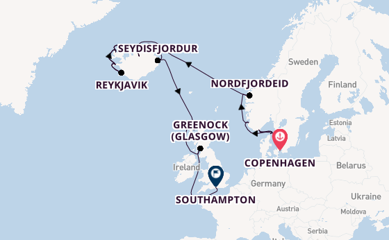 Arctic Ocean from Copenhagen, Denmark with the Regal Princess