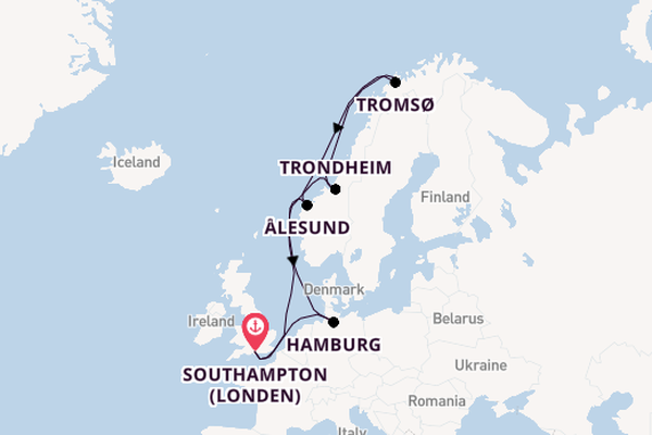 Noorwegen vanaf Southampton (Londen), Engeland met de Queen Mary 2