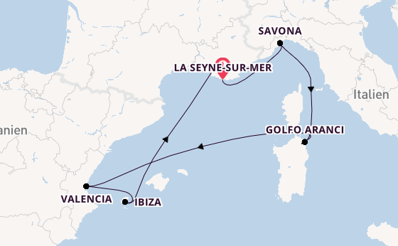 Westliches Mittelmeer ab La Seyne-sur-Mer, France auf der Costa Fascinosa