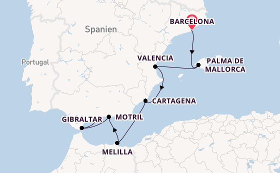 Westliches Mittelmeer ab Barcelona, Spanien auf der Azamara Journey