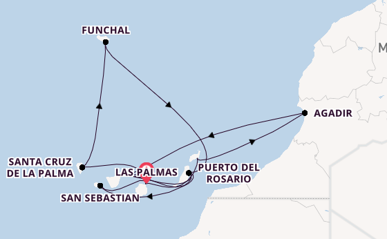 Canarische Eilanden vanaf Las Palmas, Gran Canaria, Spanje met AIDAblu