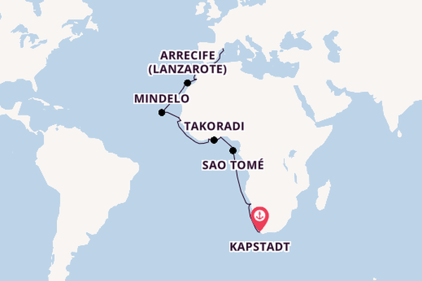 Afrika ab Kapstadt, Südafrika auf der Seven Seas Navigator