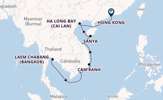 South East Asia from Laem Chabang (Bangkok), Thailand with the Seven Seas Splendor