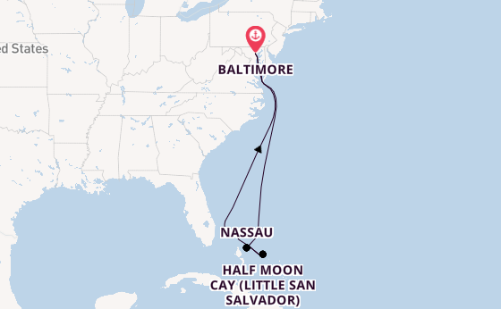 Caribbean from Baltimore, Maryland, USA with the Carnival Miracle