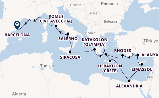 Mediterranean Sea from Athens (Piraeus), Greece with the Azamara Journey