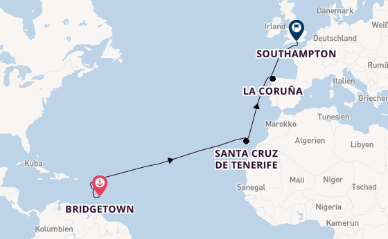 Südliche Karibik ab Bridgetown, Barbados auf der Iona