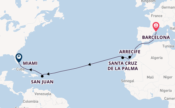 Transatlantic from Barcelona, Spain with the Seven Seas Splendor