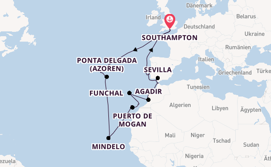 Portugal ab Southampton, Großbritannien auf der Queen Victoria
