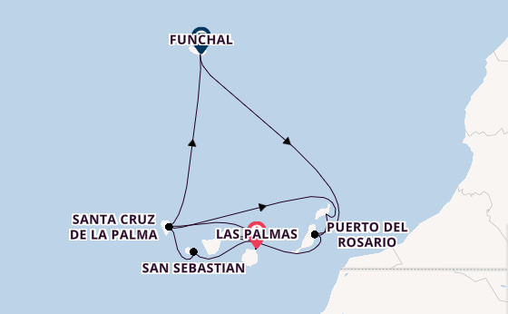 Canarische Eilanden vanaf Las Palmas, Gran Canaria, Spanje met AIDAmar