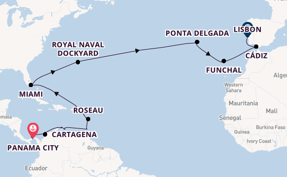 Transatlantic from Panama City, Panama with the Seven Seas Prestige