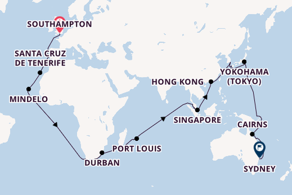 Japan from Southampton, England with the Queen Elizabeth
