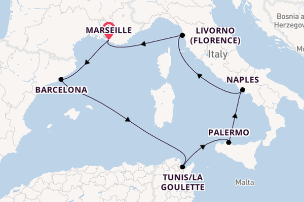 Western Mediterranean from Marseille, France with the MSC Meraviglia