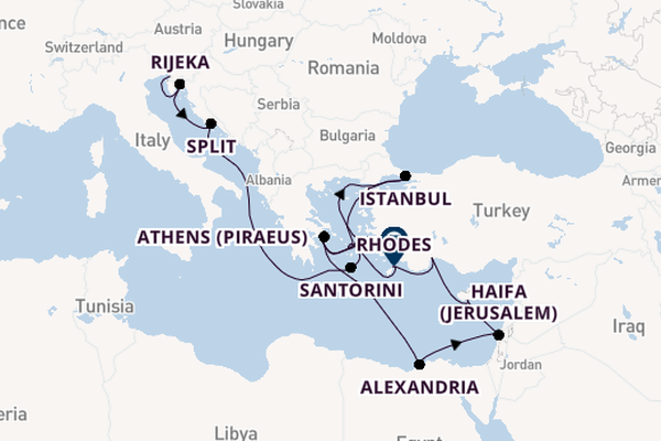 Eastern Mediterranean from Trieste, Italy with the Oosterdam