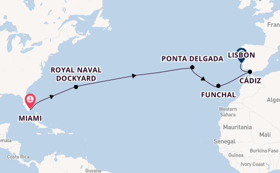 Transatlantic from Miami, Florida, USA with the Seven Seas Prestige