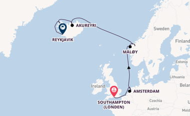 Noorwegen vanaf Southampton (Londen), Engeland met de Norwegian Prima