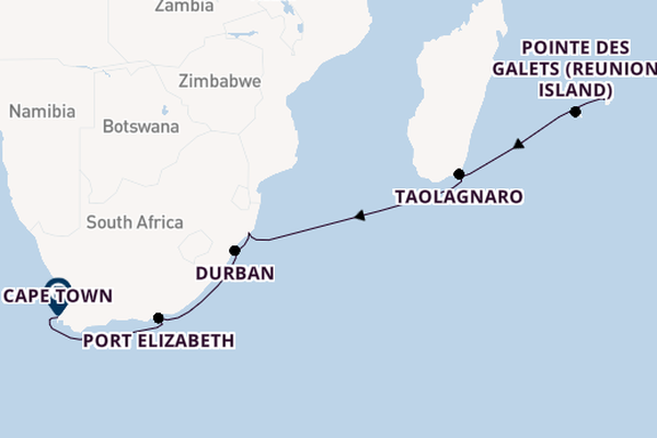 Africa from Port Louis, Mauritius with the Azamara Onward