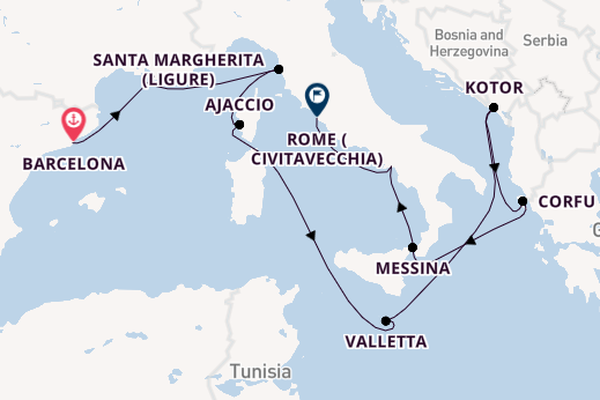 Western Mediterranean from Barcelona, Spain with the Enchanted Princess