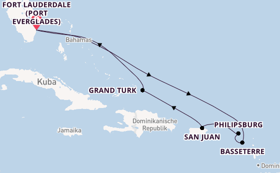 Karibik ab Fort Lauderdale (Port Everglades), USA auf der Adventure of the Seas
