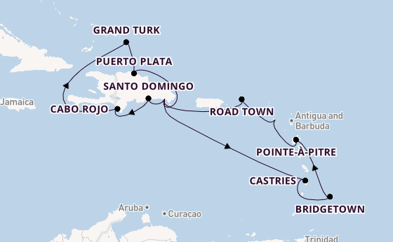 Caribbean vanaf La Romana, Dominicaanse Republiek met de Costa Fascinosa