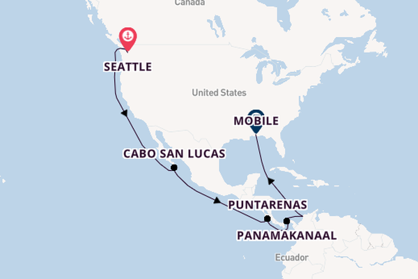 Midden-Amerika vanaf Seattle, Verenigde Staten met de Carnival Spirit