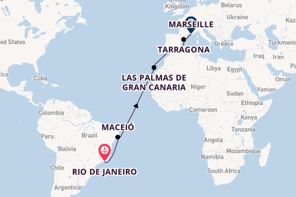 Transatlantic from Rio de Janeiro, Brazil with the MSC Musica